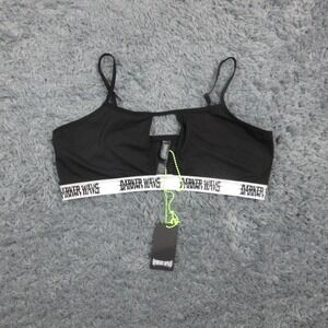 Darker Waves Bralette Womens XL Black Logo Band Keyhole Stretch Wireless NWT